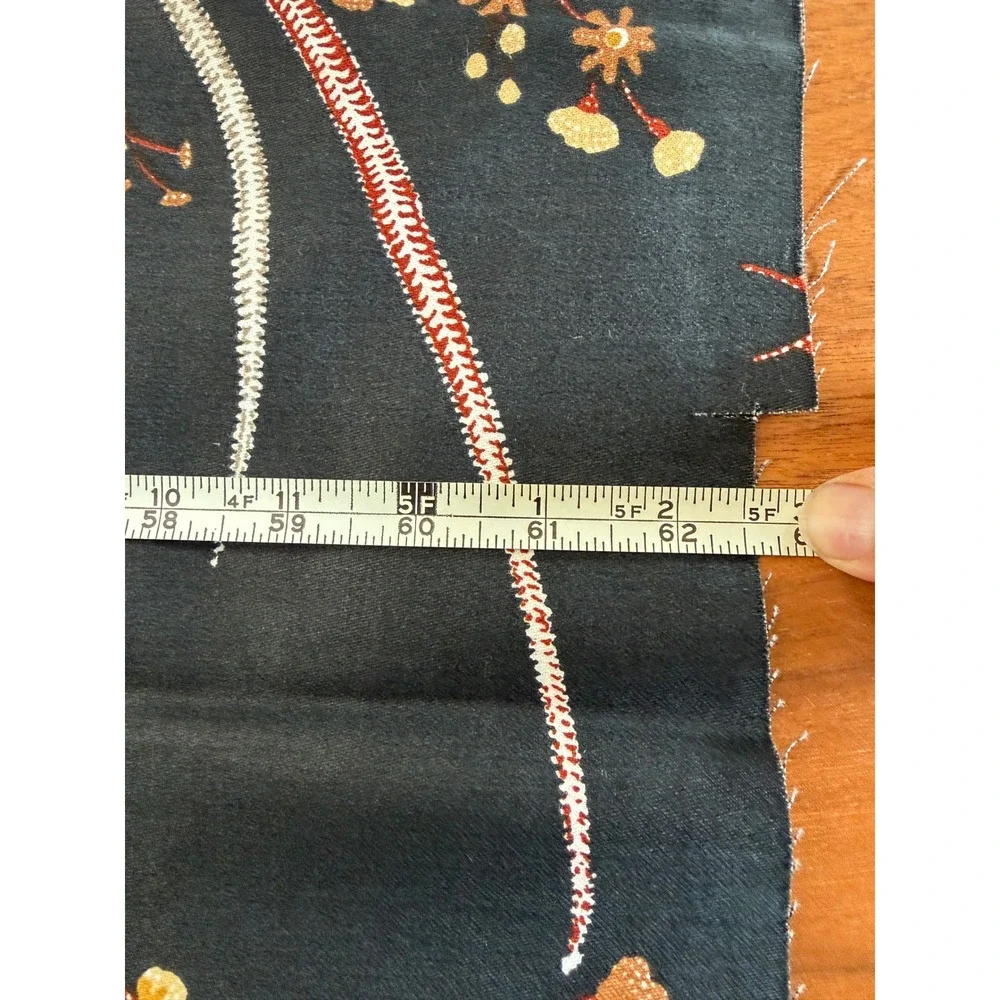 VTG 5th Ave Designs Botanical Fabric 56x62 Black Vat Dye Screen Printed Cotton